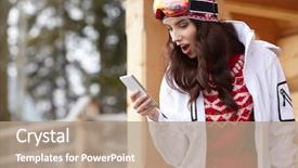  Presentation with speak up function - PPT layouts consisting of cold calling - young snowboard girl speak smart background and a coral colored foreground