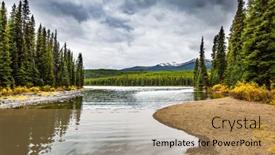  Presentation with fall mountains - PPT layouts having cold-cloudy-fall-day background and a coral colored foreground