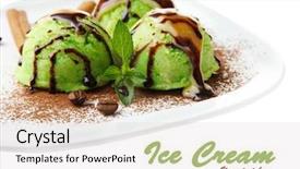  Presentation with ice cream - PPT layouts having cold coffee - delicious ice cream on plate background and a lemonade colored foreground