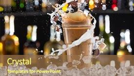  Presentation with cold coffee - Slide set featuring cold coffee drink with ice background and a coral colored foreground