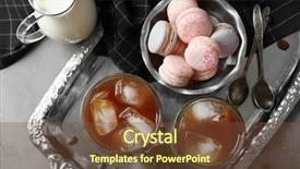  Presentation with cold coffee - Amazing PPT theme having cold coffee on silver backdrop and a tawny brown colored foreground