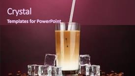 Presentation with cold coffee - PPT theme enhanced with cold coffee with ice in glass on color background background and a violet colored foreground