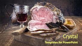  Presentation with pudding - PPT layouts with cold cuts rib of beef with yorkshire pudding background and a tawny brown colored foreground