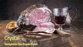  Presentation with pudding - Beautiful presentation featuring cold cuts rib of beef with yorkshire pudding backdrop and a tawny brown colored foreground