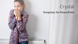  Presentation with sad woman lonely - Theme having cold-depressed-mid-aged-woman background and a white colored foreground