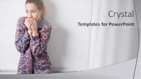  Presentation with sad woman lonely - Theme consisting of cold-depressed-mid-aged-woman background and a light gray colored foreground