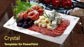  Presentation with cheese - Audience pleasing presentation consisting of cold-dish-with-cheese-pepperoni backdrop and a tawny brown colored foreground