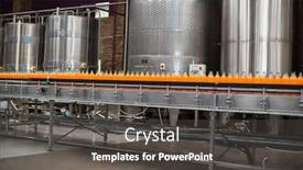  Presentation with cold drink - Beautiful PPT theme featuring bottles on the production line backdrop and a dark gray colored foreground