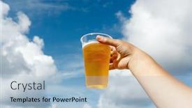  Presentation with cold drink - Colorful PPT layouts enhanced with cold drink in hand backdrop and a light blue colored foreground