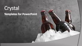  Presentation with bottles - Cool new slide deck with cold drink - bottles of beer in ice backdrop and a dark gray colored foreground