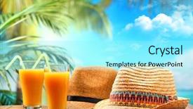  Presentation with straw - Slide set with cold drink - cocktail and straw hat background and a arctic colored foreground