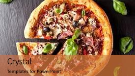  Presentation with italian - Slide deck consisting of cold drink - home made fresh italian pizza background and a red colored foreground