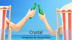  Presentation with relaxing - Theme featuring cold drink - man and woman relaxing background and a light blue colored foreground