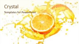  Presentation with orange juice - Slide set with cold drink - orange juice splashing with its background and a cream colored foreground