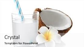  Presentation with milk coconut - Colorful theme enhanced with cold drink - tasty milk shake with coconut backdrop and a white colored foreground