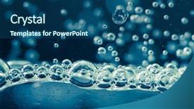 Presentation with many bubbles in water close - Cool new theme with cold drink - water with bubbles backdrop and a ocean colored foreground