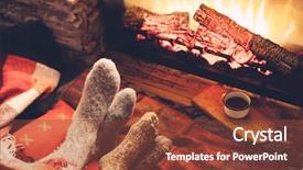  Presentation with winter scene - Presentation theme having cold fall or winter evening background and a tawny brown colored foreground