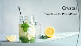 Presentation with mason jar - Amazing PPT theme having cold fresh mojito with mint backdrop and a lemonade colored foreground
