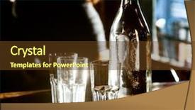  Presentation with cold water - PPT theme consisting of cold fresh water in old-fashioned bottle with glasses on a cafe table background and a tawny brown colored foreground