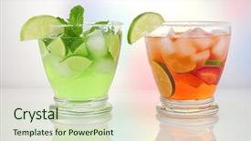  Presentation with fruit drink - Presentation theme with cold fruit drinks background and a soft green colored foreground