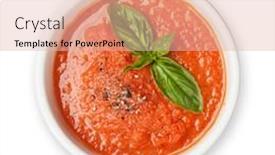  Presentation with soup - Cool new PPT theme with cold-gazpacho-soup-with-ripe backdrop and a lemonade colored foreground