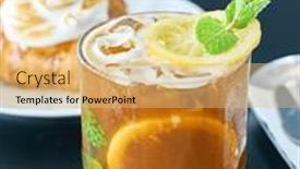  Presentation with cold coffee - Slide deck with cold-glass-of-lemon-coffee background and a yellow colored foreground