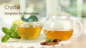  Presentation with tea cup - Colorful PPT layouts enhanced with cold hot - cup of tea with mint backdrop and a  colored foreground