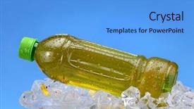  Presentation with cold drink - Cool new PPT layouts with cold ice blue - plastic bottles with a drink backdrop and a light blue colored foreground