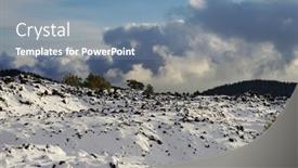  Presentation with lava - PPT layouts having cold lava covered by snow in etna park sicily background and a seafoam green colored foreground