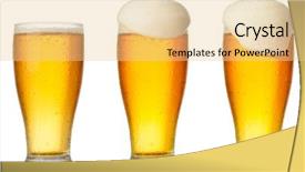  Presentation with cold beer - PPT layouts consisting of cold light beer with foam background and a lemonade colored foreground