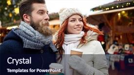  Presentation with paper cups - Slide set with cold market - holidays winter christmas hot drinks background and a navy blue colored foreground