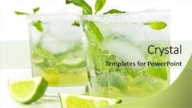  Presentation with alcohol white - Amazing theme having cold mojito drink glass backdrop and a mint green colored foreground