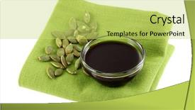  Presentation with seed oil - PPT theme consisting of cold pressed pumpkin seed oil background and a yellow colored foreground
