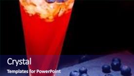  Presentation with cold drink - Presentation design featuring cold red blueberry drink with lot of blue berry cocktail card 40 background and a navy blue colored foreground