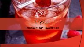  Presentation with cold drink - PPT theme having cold red drink with berry and mint leaf top view background and a red colored foreground