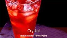  Presentation with cold drink - PPT theme consisting of cold red drink with berry skewer and mint leaf cocktail card 39 background and a tawny brown colored foreground