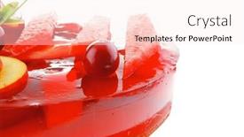  Presentation with apricot - PPT layouts having cold red jelly pie with apricot and watermelon background and a sky blue colored foreground