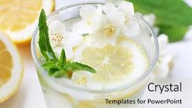  Presentation with cold drink - Colorful presentation theme enhanced with cold refreshing summer drink backdrop and a soft green colored foreground