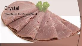  Presentation with roast beef - Theme consisting of cold roast beef slices background and a coral colored foreground