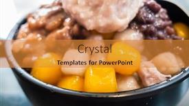  Presentation with snacks - Slides consisting of cold-shaved-ice-with-colorful background and a gold colored foreground