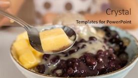  Presentation with snacks - Presentation theme enhanced with cold-shaved-ice-with-colorful background and a coral colored foreground
