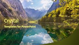  Presentation with cold water - Beautiful presentation theme featuring cold smooth water the slope backdrop and a tawny brown colored foreground