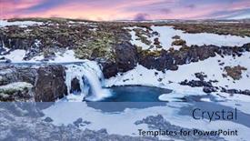 Presentation with wilderness - Slide deck consisting of cold-snowy-waterfall background and a teal colored foreground