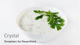  Presentation with cucumbers - PPT theme with cold-soup-with-cucumbers-yogurt background and a white colored foreground