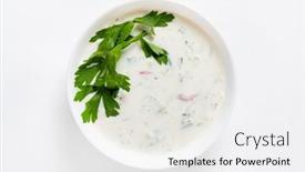  Presentation with cucumbers - Presentation theme consisting of cold-soup-with-cucumbers-yogurt background and a white colored foreground