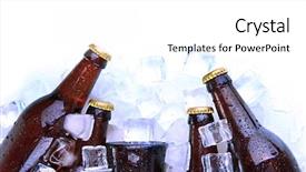  Presentation with bottles - Presentation theme enhanced with cold storage - beer bottles in ice cubes background and a white colored foreground