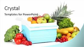 Presentation with storage cold - Amazing theme having cold storage - fresh fruits and vegetables backdrop and a  colored foreground