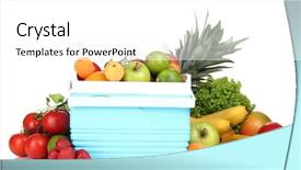  Presentation with cold storage - Audience pleasing presentation design consisting of cold storage - fresh fruits and vegetables backdrop and a  colored foreground