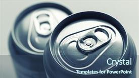  Presentation with soft drink - PPT theme featuring soft drink advertising - aluminum cans closeup picture background and a ocean colored foreground