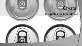  Presentation with beverage - Amazing slide deck having carbonated beverage - aluminum cans isolated on white backdrop and a light gray colored foreground